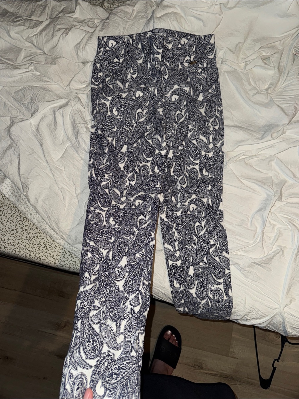 Jones New York Black and White Paisley Straight Leg Pants